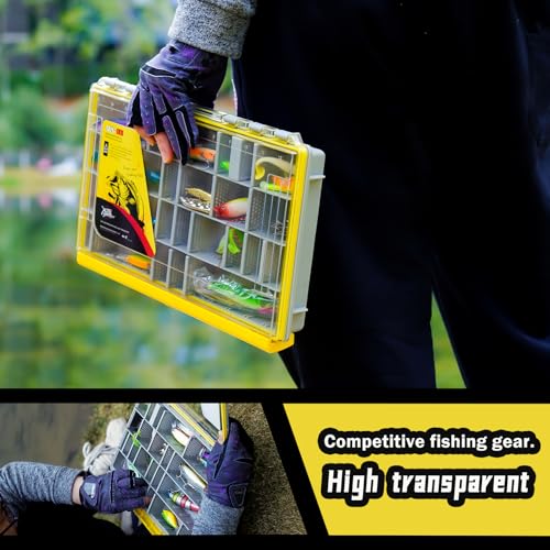 Deluxe Fishing Tackle Box, Waterproof 3600 and 3700 Tackle Trays, Organizer with Removable Dividers, Sealed Lure Box and Terminal Tackle Storage (2, 3600 Yellow) - color: 3600 Yellow 2 packs