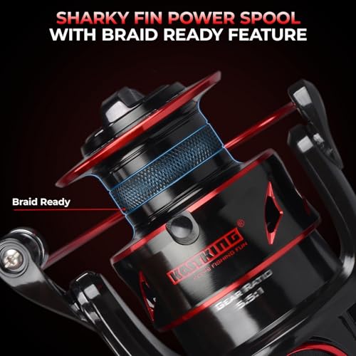 KastKing Sharky Baitfeeder III Spinning Reel 10+1 Shielded Stainless Steel BB - Carbon Fiber Drag for Live Liner Bait Fishing Action - style: 3000