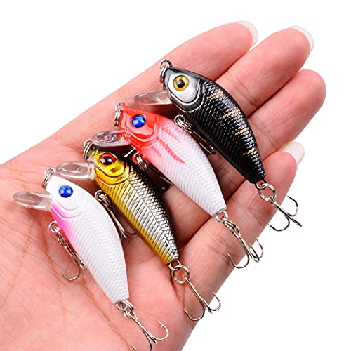 Aorace Fishing Lures Kit Mixed Including Minnow Popper Crank Baits with Hooks for Saltwater Freshwater Trout Bass Salmon Fishing - color: Item-D 43pcs