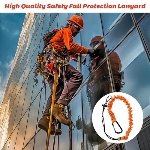 Tool Lanyard with Buckle Strap 5Pcs, 31.5 "-43.3" Extendable Length Tool Tether Lanyard with Carabiner and Adjustable Loop End, Scaffolding Roofing Fall Protection Tool Belts Accessories - size: 5 pack