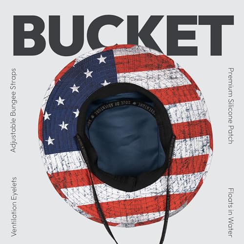 Soul of Adventure Bucket Hat | UV 50+ for Adults | Sun Protection with Adjustable Fit, Moisture-Wicking Fabric - color: Blackout American Flag