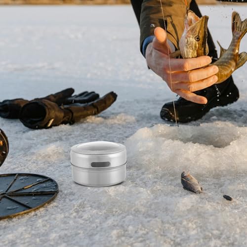 jojofuny Stainless Steel Bait Storage Box Worm Holder Round Fishing Lures Case Portable Live Bait Container for Outdoor Anglers