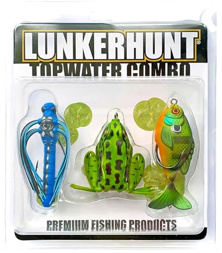 Lunkerhunt TOPCOM01 Topwater Combo – Assortment | Dragonfly, Lunker Frog, & Prop Fish | Durable Fishing Lures