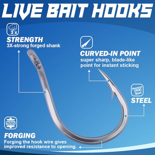 3X-Strong-Octopus-Hooks-Saltwater-Fishing-Circle-Hooks- Stainless Big Game Size 1-13/0 - size: 3/0 Pack of 25