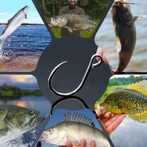Natufish Inline Single Hooks 25Pcs for Treble Hook Replacement | Fishing Inline Hooks High Carbon Steel Large Eye Sharp Point Corrosion Resistant 8#-5/0# for Hard Lures Saltwater Freshwater - size: 6#_25pcs