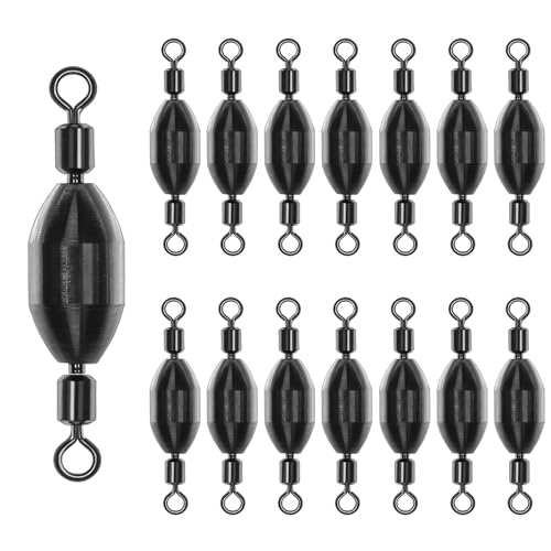 15Pcs Fishing Weights Swivel Bullet Sinkers Brass Fishing Weights | Saltwater Freshwater Bass Sinker Fishing Weights with Swivel Rolling - size: 1/32oz
