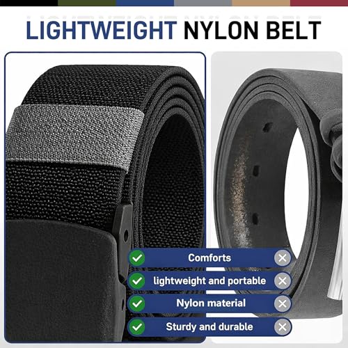 UNGGJKB Men's Tactical Belt, Nylon Casual Elastic Belt, Work Belt That Can Be Cut And Adjusted - color: Silver/Black-stretch