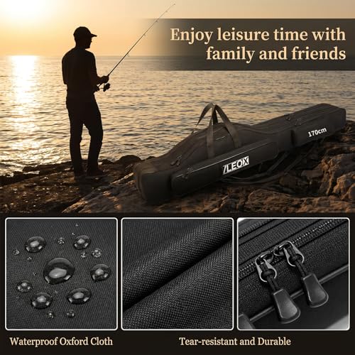 3 Layers Fishing Pole Bag, Fishing Rod Case, Portable Folding Fishing Rod Case Fishing Pole Reel Storage Bag Fishing Gears Organizer 130/150/170/190 - size: 130cm