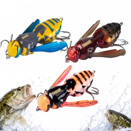 Kingdom Wasp Crawl Bait Insect Bionic Floating Fishing Lures Swimbaits Hard Artificial Baits Lure Freshwater and Saltwater Bass Carp Pike Walleye Fishing ABS Material Carbon Steel Three Book Hook - color: Set4, size: 6.6g