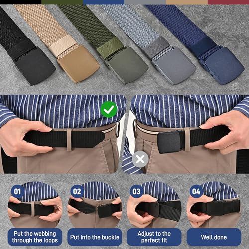 UNGGJKB Men's Tactical Belt, Nylon Casual Elastic Belt, Work Belt That Can Be Cut And Adjusted - color: Blue/Red/Black