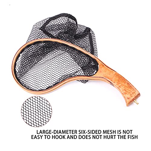 Fly Fishing Net Landing Catch Release Wooden Frame Portable Lightweight Trout