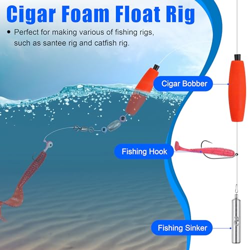SILANON Peg Floats Fishing Bobbers,Foam Cigar Fishing Floats Bobbers Catfish Floats Slip Fishing Cork Bobbers with Pipe Plug for Catfish Santee Rig Freshwater Saltwater Fishing - size: 2.5 inch, style: Red-30pcs