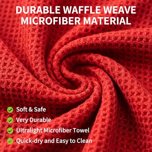 Fishing Towel with Clip,16" X 16",Waffle Pattern Effective Cleaning of Fishing Gear Accessories,Microfiber Absorbent Camping Towel for Men,Hiking Towel,Golf Towel,Pack of 3 (Black/Grey/Red) - color: Black/Grey/Red
