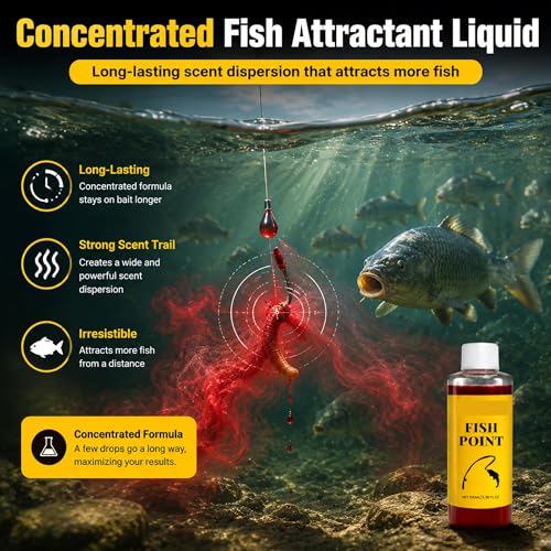 Red Worm Liquid Spray, Concentrated Fish Attractant Liquid Fast-Acting Red Worm Formula, Powerful Bait Attractant Scent Bait Fish Attractant Liquid, Enhances Scent & Improves Biteresponse