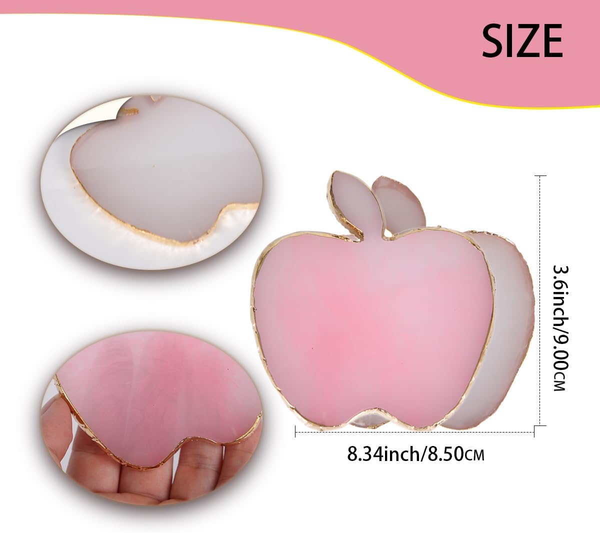 Nail Polish Palette, 2Pcs Resin Nail Art Palette, Nail Painting Mixed Color Palettes, Gold Edge Makeup Mixing Tray, Nail Supplies For Nail Techs, Nail Art Display Board(Apples)