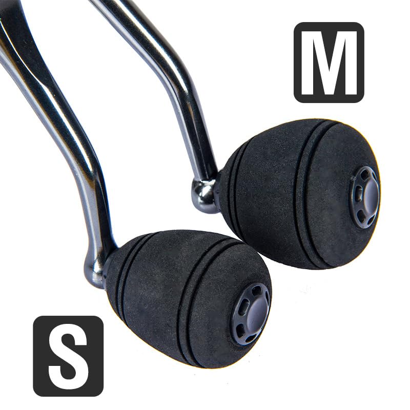 2pcs Universal Metal CNC Reel Handle with EVA Knob for Spinning Reels Replacement Crank Arm for Smooth Retrieval (M) - size: Medium