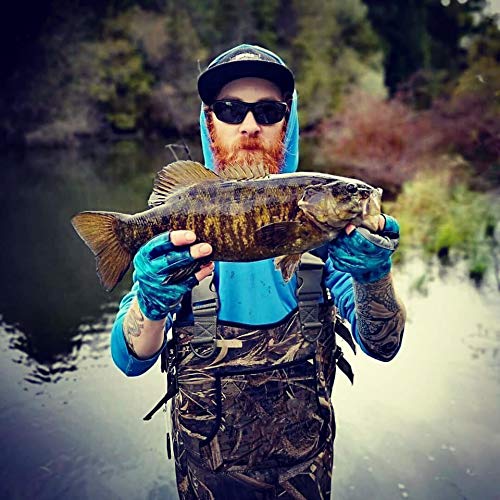 Bassdash ALTIMATE UPF 50+ Sun Protection Fingerless Fishing Gloves Men - color: Blue Camo, size: X-Large