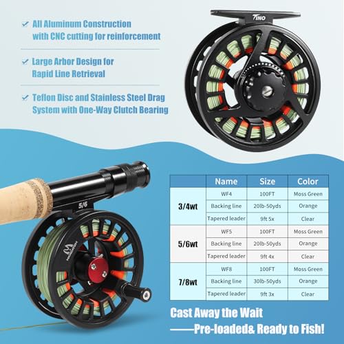 Maxcatch Extreme-X Fly Fishing Rod and Reel Combo, 3-8wt Complete Starter Fishing Outfit with Fly Box, Flies, Rod Clip Holder, Rod Case, Extra Tip Section - size: 3wt-8'4'' 4pc Rod, 3/4wt Reel