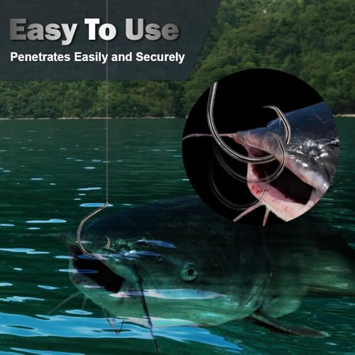 Reaction Tackle Circle Hooks - High Carbon Steel Fishing Hooks for Catfish, Bass and Saltwater Fishing - Sharp Offset Inline Point, Corrosion Resistant Black (25-Pack) - size: #1/0