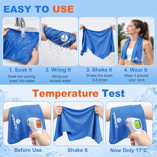 YQXCC 4 Pack Cooling Towels 40"x12", Cold Cool for Neck & Face | Cooling Neck Wraps, Soft Breathable Microfiber Chilly Towels, Ideal for Gym, Yoga, Golf, Running, Camping & Hot Weather - color: Dark Gray*2 + Light Gray*2
