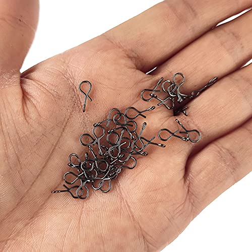 No-Knot Fast Snaps - Quick Change Connect Snap for Flies, Hooks & Lures - Black, Pack of 100 - size: Medium