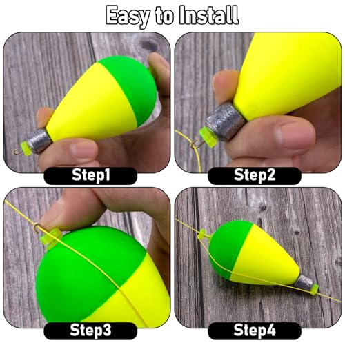 Dr.Fish 5 Pack Weighted Fishing Bobbers Snap-on Spring Bobbers Push Button Floats EVA Foam Pear Shape Bass Freshwater Fishing for Crappie Panfish Bluegill Trout - color: Red/White, size: 1.6"(1/4oz)