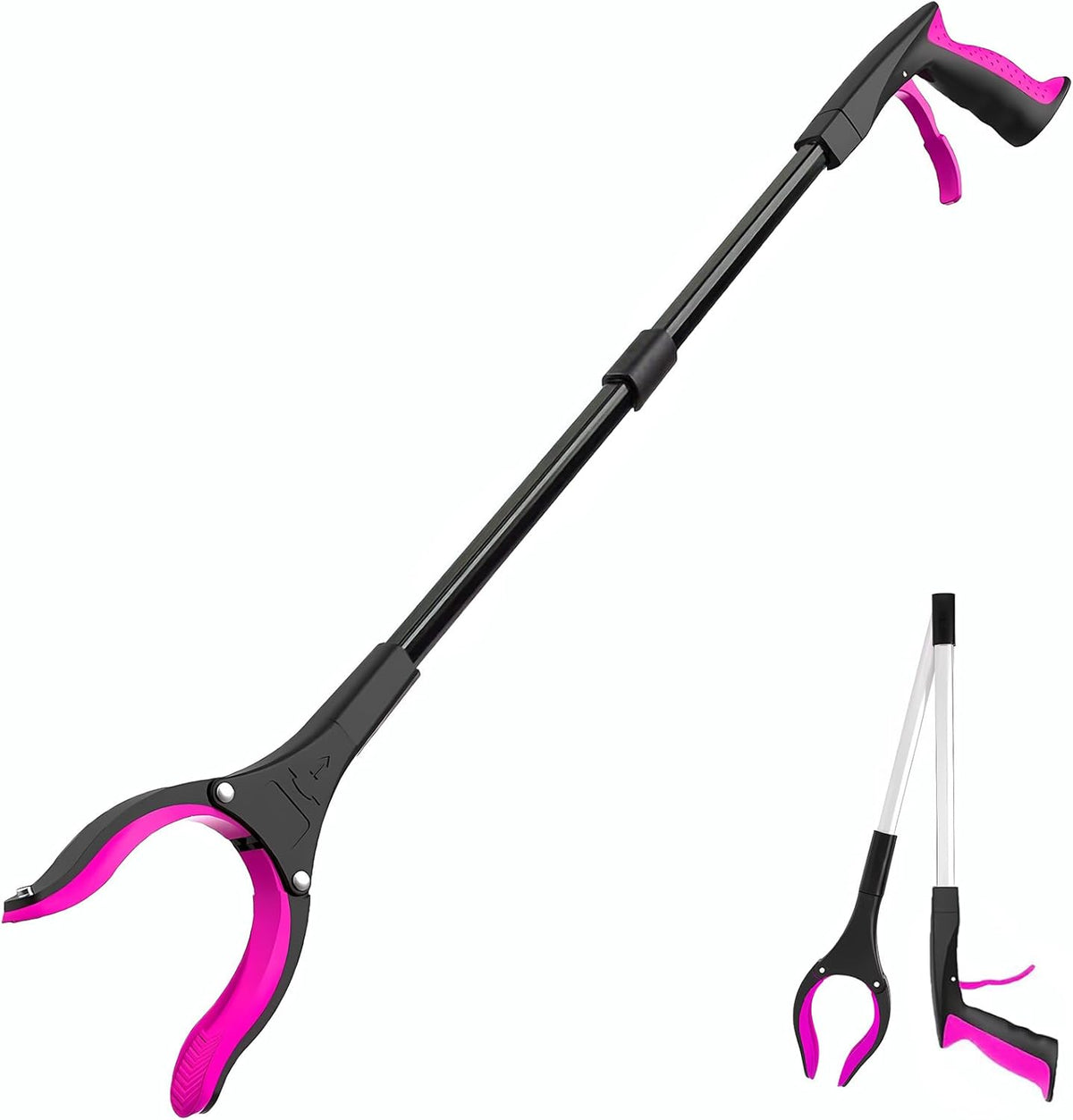 Grabber Reacher Tool - 32” Extra Long Foldable Gripper and Reaching Tool - Heavy Duty Pick Up Stick Grabbers for Seniors, Trash, Surgery Recovery Must Haves Gifts (Black Purple)
