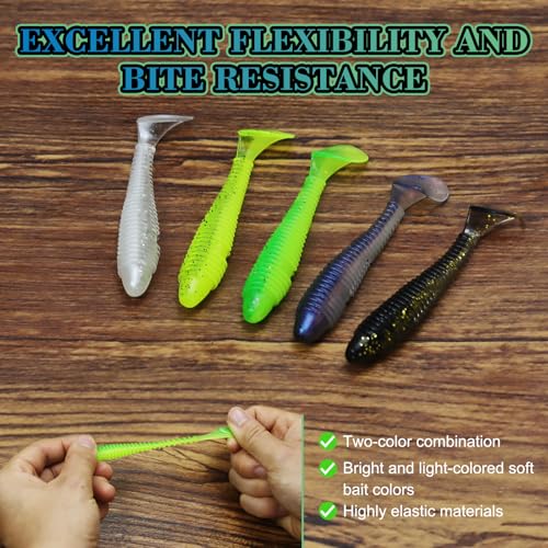 Soft Fishing Lures, 6.5cm/8cm Paddle Tail Swimbaits Soft Plastic Lures Kit for Bass Trout Walleye Crappie 30pcs/40pcs… - color: B-5.5cm/2.16in-50pcs