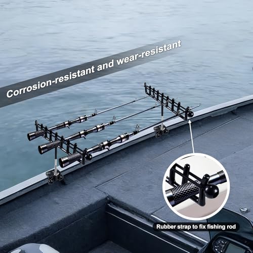 2PCS Marine Storage Rod Holder - Stainless Steel Multi-Rod Rack with Adjustable Clamps for Boat Railing