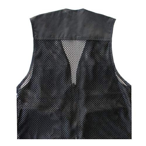 Foldable Outdoor Fishing Camping Travel Mesh Vest, Multi-Pockets Photography Lightweight Vests - color: Black, size: Large
