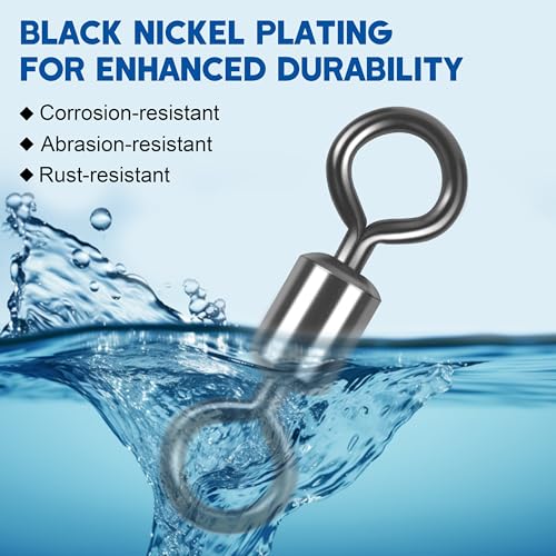 Rolling Barrel Fishing Swivel,120pcs Stainless Steel Black Nickel Fishing Line Connector Swivels Fishing Tackle for Saltwater 30LB to 335LB - size: 120pcs 4/0-282lb