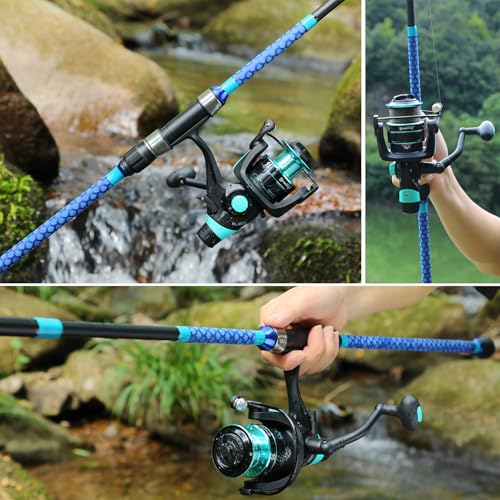 Sougayilang 3 Piece Baitfeeder Combo Surf Fishing Rod Combo Medium/Heavy Travel Spinning Rod with 4000 Size Reel (9'/10'/11'/12') - size: 10'0"