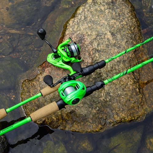 KastKing Zephyr Dual-Tip Fishing Rod and Reel Combo,Spinning & Baitcaster Combo,Dual Tips Section for Different Powers,IM6 Graphite 2-Piece Rod with Extra Tip,Sensitive & Powerful,Freshwater Fishing - style: Cast: 6'6''- Ml& M- Dual-tip Rod - Right Handed