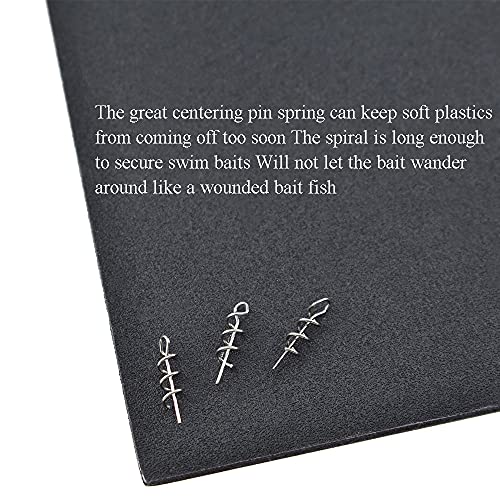 Centering Pin Spring Twist Lock Fishing Screw Worm Hook Crank Grub Rig Fixed Bait Run Straight Self Align Long Enough Secure Not Off Center Stainless Steel for Soft Lure - size: 14mm 100Pcs