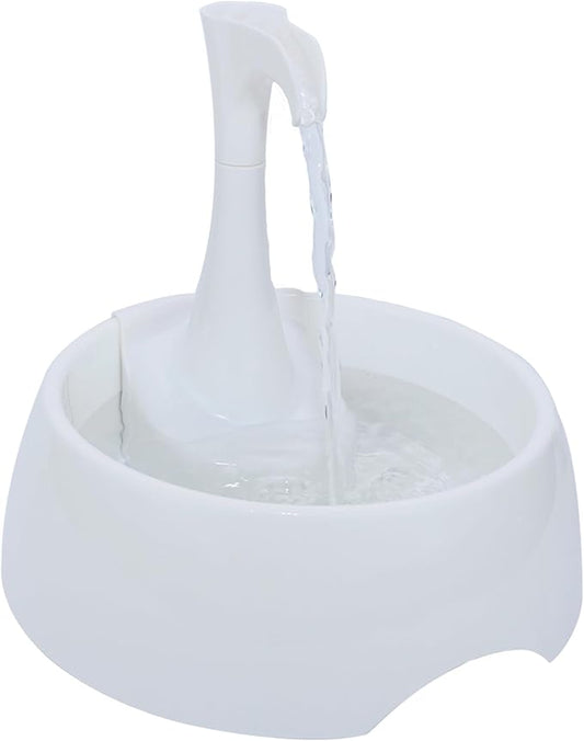 Aqua First Pet Water Fountain - Automatic Drinking Bowl for Cats and Dogs - Light and Portable - Replaceable Filters - Ergonomic Design - 1.2L/42 fl oz - White