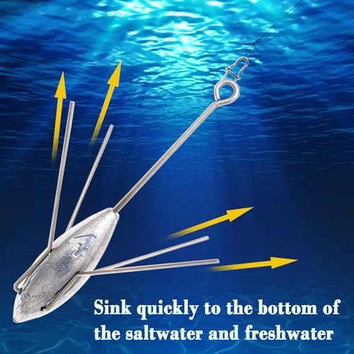 3 Pcs Sputnik Sinker Long Tail Fishing Weight Equipment, Saltwater Surf Casting Catfish Sinkers, Beach Sea Ocean Sand Fishing Spider Sinker(Silver) - color: Silver, size: 4oz-3pcs