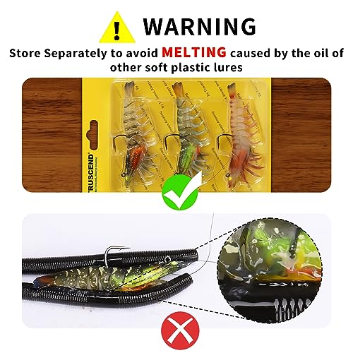 TRUSCEND Duramax Pre-Rigged Saltwater Fishing Lures with BKK Jig Hooks, Easy Catch 10X Tear-Resistant TPE Soft Swimbait for Redfish Grouper Striper Bass Trout Crappie Walleye, Weedless Freshwater Bait - color: A-3.5"-0.4oz