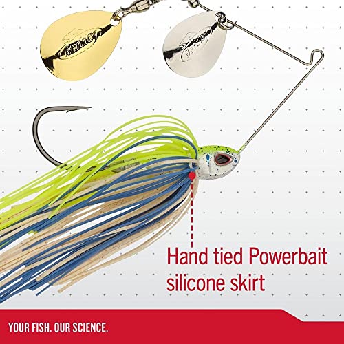 Berkley Power Blade Compact Fishing Spinnerbaits - color: White Chartreuse/Silver + Gold, size: 3/8 oz - Willow Willow