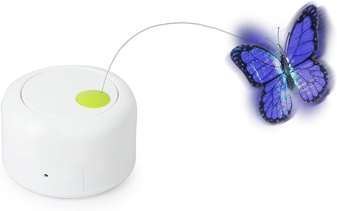 ALL FOR PAWS Motion Activate Cat Toys Interactive Flutter Butterfly Kitten Enrichment Toy with One Replacement for Indoor Cats