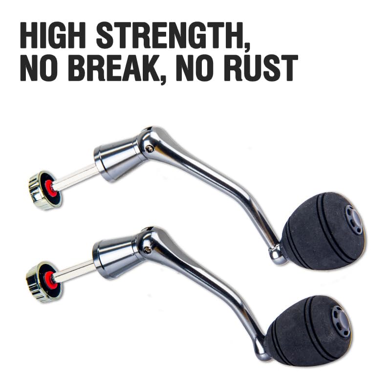 2pcs Universal Metal CNC Reel Handle with EVA Knob for Spinning Reels Replacement Crank Arm for Smooth Retrieval (M) - size: Medium