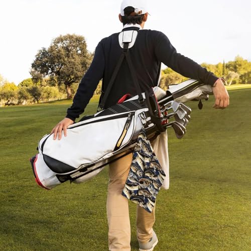 Fish Pattern Print Golf Towel 16" X 24" with Clip Golfer Bags Accessories Gifts - color: Fish Pattern Print