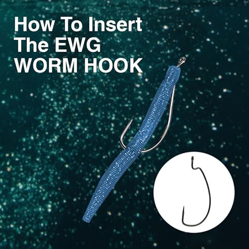 Reaction Tackle Offset EWG Worm Hooks - Super Strong Wide Gap Texas Rig Hooks for Soft Plastic Baits - High Carbon Steel Bass Fishing Hooks (25-Pack) - size: #5/0