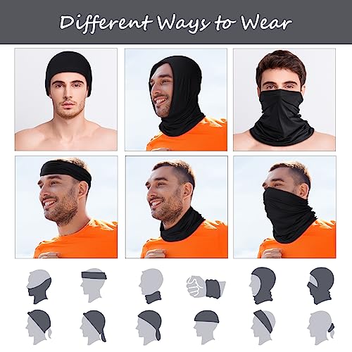 Geyoga Summer UV Protection Cooling Neck Gaiter | Sunscreen Breathable Face Scarf Bandana Mask Neck Gaiter for Outdoor Fishing Hiking Camping - color: Black