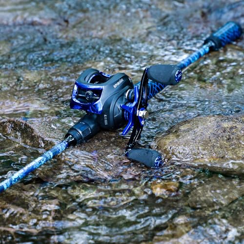Sougayilang Baitcaster Combo – 8.1:1 High-Speed Reel, 18.5LB Drag, 9+1 Bearings, IM7 Graphite 2-Piece Rod, 6‘/7’ M Power for Bass Fishing - color: Right-7'0''