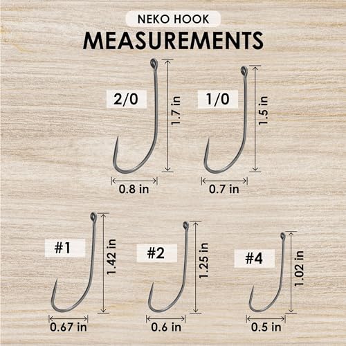 Reaction Tackle Neko Hooks - Weedless Finesse Fishing Hooks for Bass - High Carbon Steel Wacky and Neko Rig Hooks for Soft Plastic Worms (25-Pack) - size: #2/0 Fiber Guard