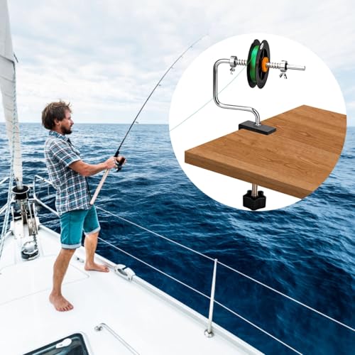 Fishing Line Spooler Winder, Spooling Station Aluminum Alloy, Rotating Axis Adjustable, Steel Frame and Clamp Workbench for Machine Line Spooler Fishing, Multiple Accessories