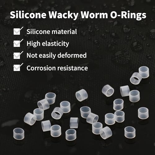 FishTrip 200/210pcs Silicone Wacky Worm O-Rings with Tool for Fishing Rigs | Silicone Bait Saver O-Rings, Protects Baits Wacky Rig for Senko Soft Plastics Worms Stickbaits for Bass Fishing Neko Rig - style: Small_200pcs