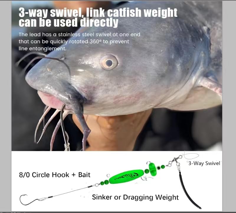 YOTO Santee Cooper Rig, Catfish Rig for Bank Fishing, Catfishing Tackle Rattler Floats, Chunky Rigs Catfish Equipment - style: Double Rung Catfish Bells - 3pcs