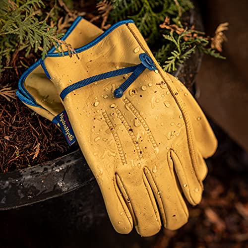 Wells Lamont Men's Adjustable HydraHyde Leather Work Gloves – Water-Resistant, Breathable, Durable – Ideal for Gardening, Landscaping, Ranching – Heavy Duty Leather Work Gloves – Saddletan, Large - size: Large (Pack of 1), style: Adjustable