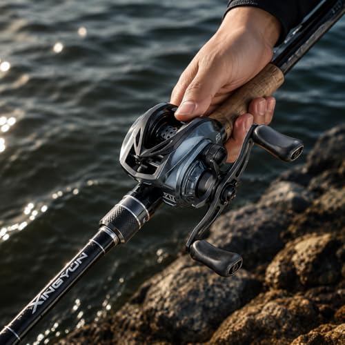 DC Baitcasting Reel, Digital Control Anti-Backlash, 7. 1:1 Gear Ratio, 6+1 Bearings, Ultralight for Bass Freshwater - color: Right Handed